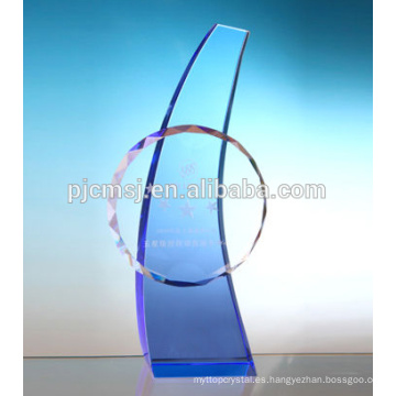 premios de cristal azul con decoración de cristal redondo para regalos